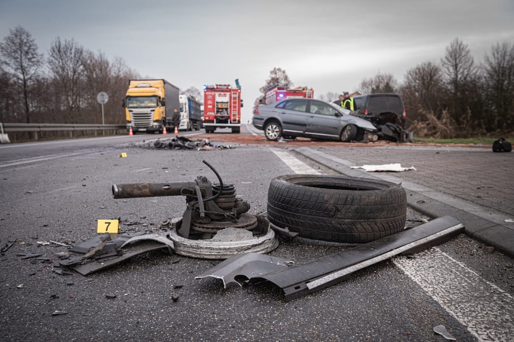 Car accident scene illustrating injury claim involving pre-existing condition